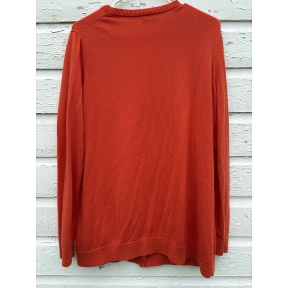 Gap Cardigan Womens XL Orange Merino Wool Minimalist Teacher Mr Rogers Pockets - Picture 4 of 5